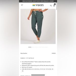 Vuori Performance Jogger in Kelp Heather.